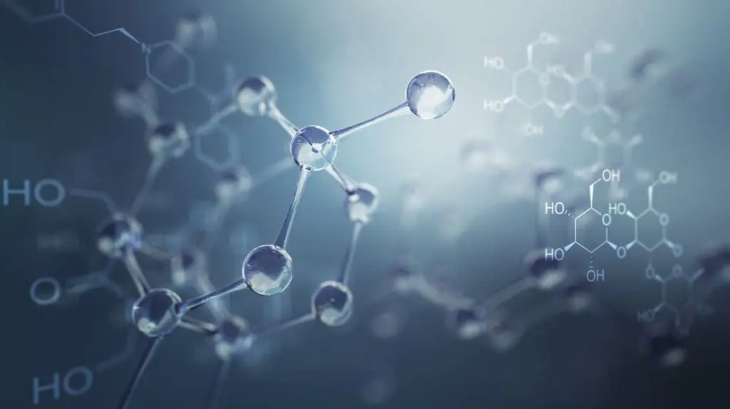 3d illustration of molecule model. Science background with molecules and atoms