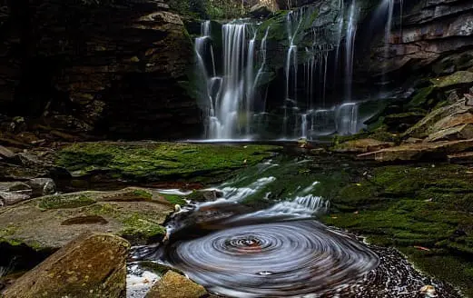 Waterfall and Whirlpool in Forest